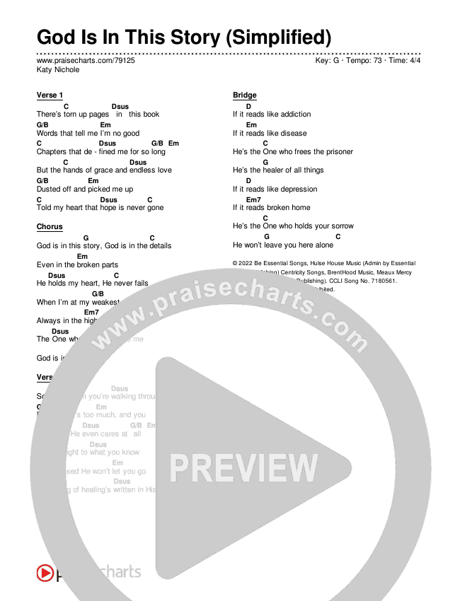 God Is In This Story (Simplified) Chord Chart (Katy Nichole)