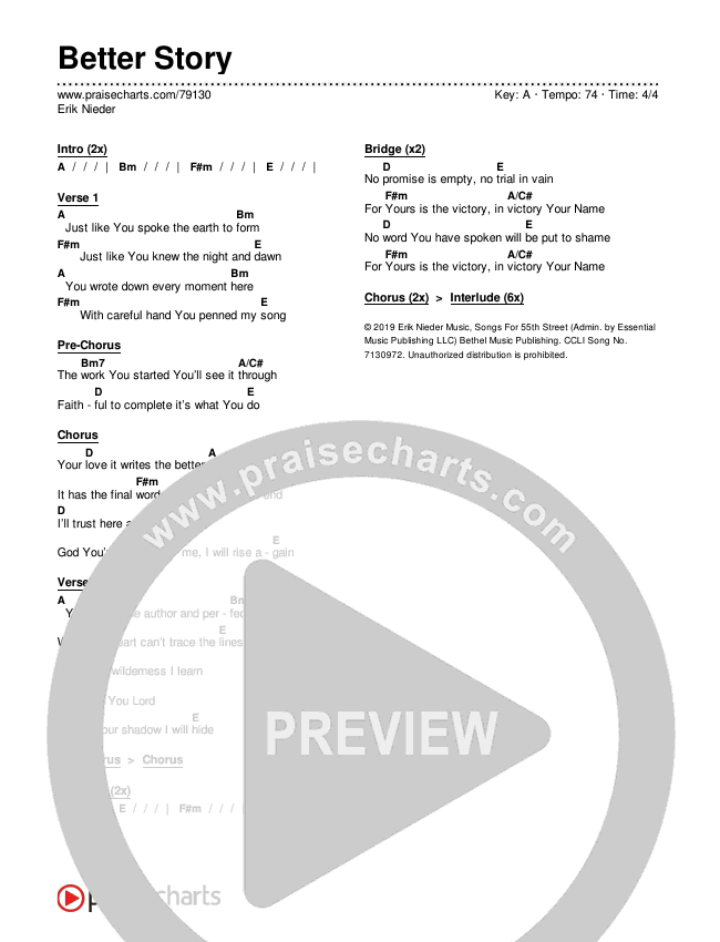 Better Story Chords & Lyrics (Erik Nieder)