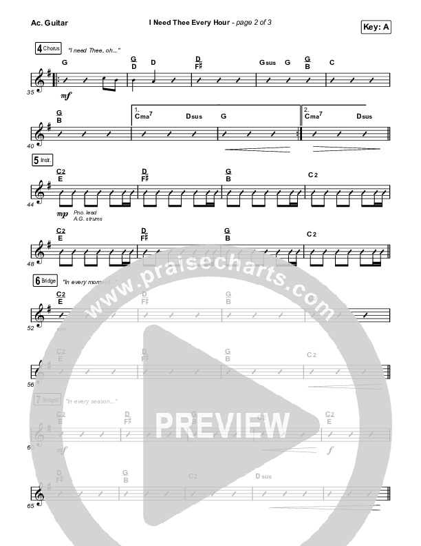 I Need Thee Every Hour (Choral Anthem SATB) Acoustic Guitar (The Worship Initiative / Shane & Shane / Arr. Erik Foster)