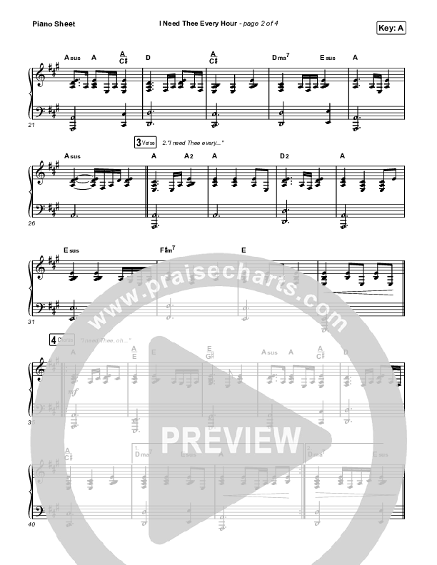I Need Thee Every Hour (Choral Anthem SATB) Piano Sheet (The Worship Initiative / Shane & Shane / Arr. Erik Foster)