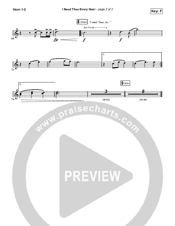 I Need Thee Every Hour (Worship Choir SAB) French Horn 1/2 (The Worship Initiative / Shane & Shane / Arr. Erik Foster)