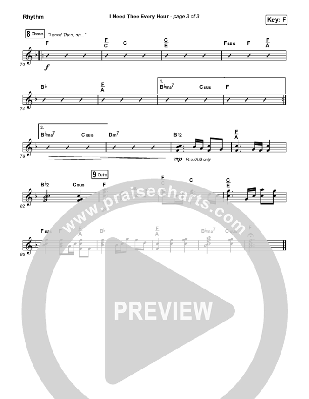 I Need Thee Every Hour (Worship Choir SAB) Rhythm Chart (The Worship Initiative / Shane & Shane / Arr. Erik Foster)