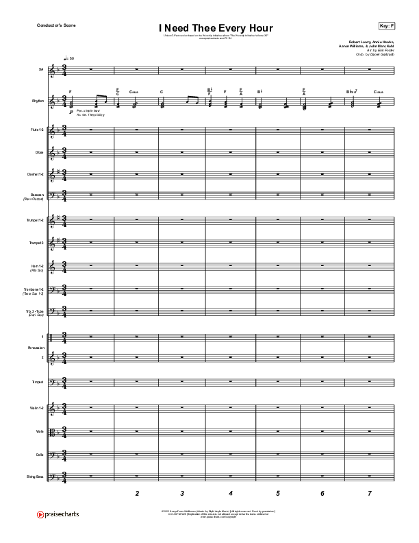 I Need Thee Every Hour (Unison/2-Part Choir) Conductor's Score (The Worship Initiative / Shane & Shane / Arr. Erik Foster)
