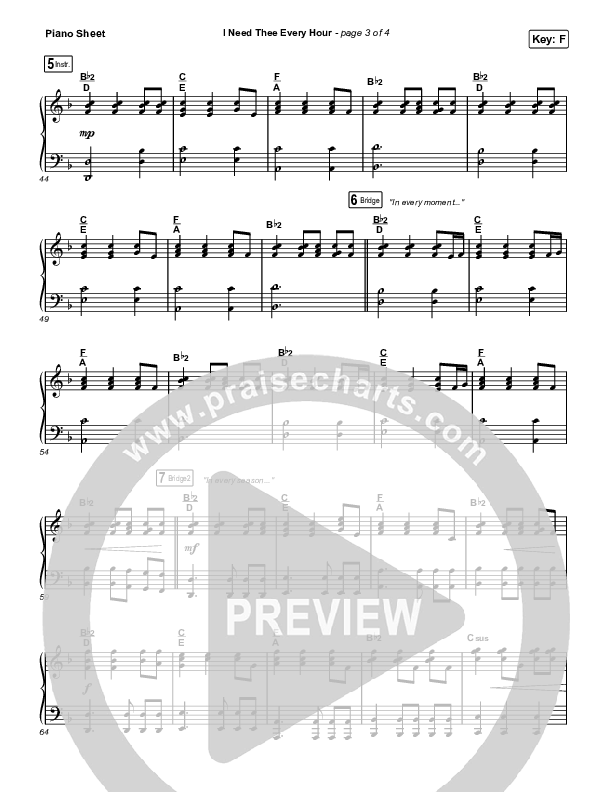 I Need Thee Every Hour (Unison/2-Part Choir) Piano Sheet (The Worship Initiative / Shane & Shane / Arr. Erik Foster)