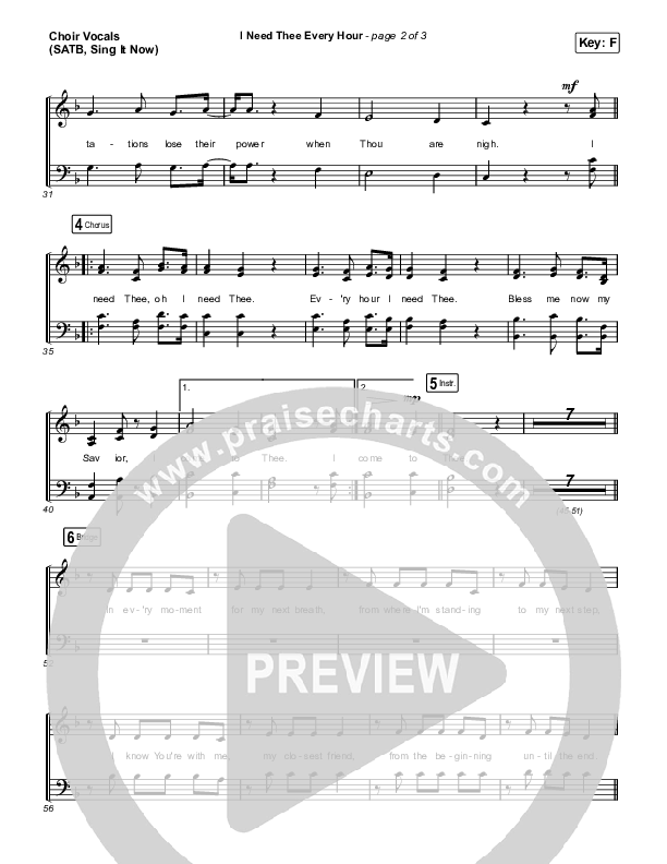 I Need Thee Every Hour (Sing It Now SATB) Choir Sheet (SATB) (The Worship Initiative / Shane & Shane / Arr. Erik Foster)