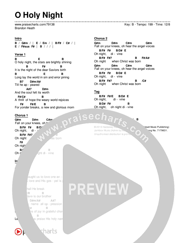 O Holy Night Chords & Lyrics (Brandon Heath)