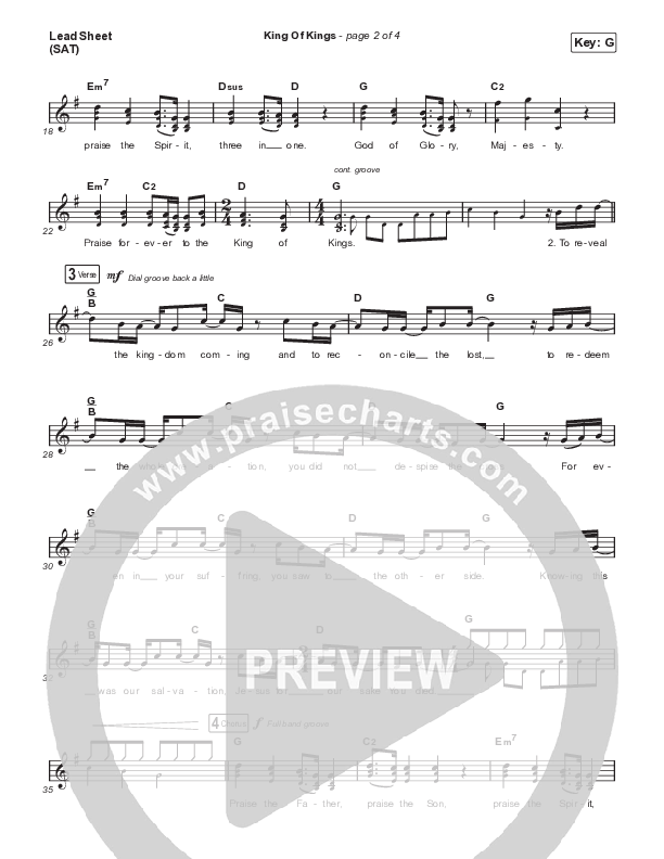 King Of Kings Lead Sheet (SAT) (Newsboys / Bart Millard)