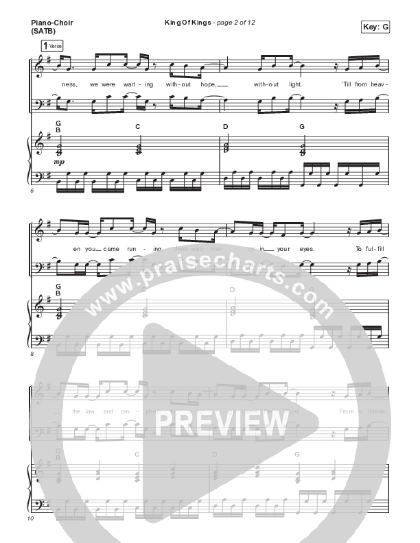 King Of Kings Piano/Vocal (SATB) (Newsboys / Bart Millard)