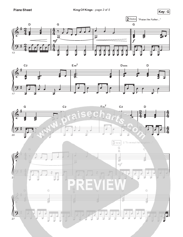 King Of Kings Piano Sheet (Newsboys / Bart Millard)