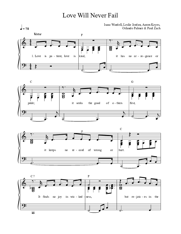 Love Will Never Fail Choir Sheet (SAT) (Leslie Jordan)