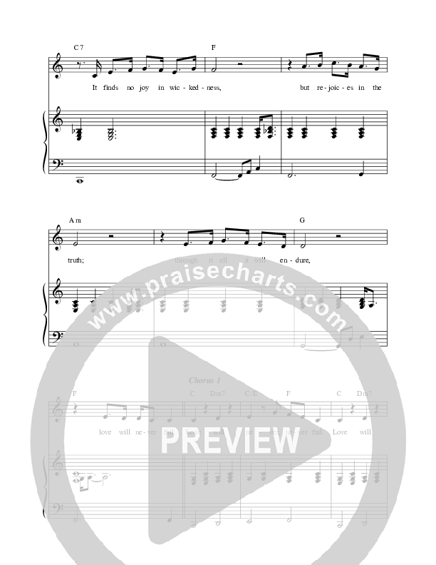 Love Will Never Fail Piano/Vocal (Melody) (Leslie Jordan)