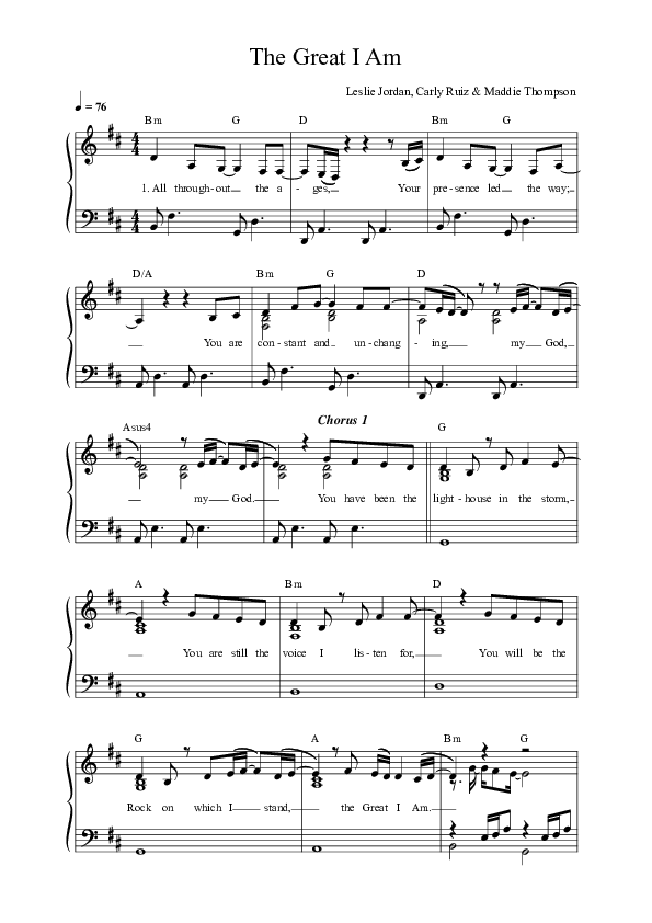 Great I Am Choir Sheet (SAT) (Leslie Jordan)