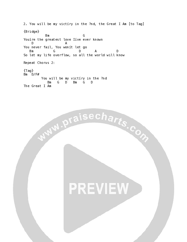 Great I Am Chord Chart (Leslie Jordan)