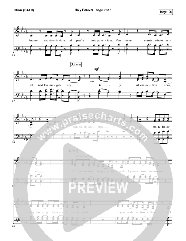 Holy Forever Choir Sheet (SATB) (Chris Tomlin)