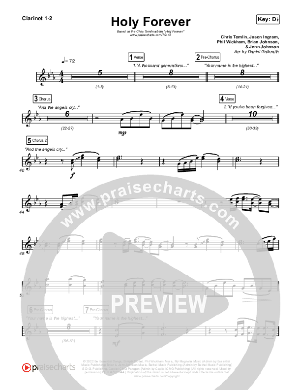 Holy Forever Clarinet 1/2 (Chris Tomlin)