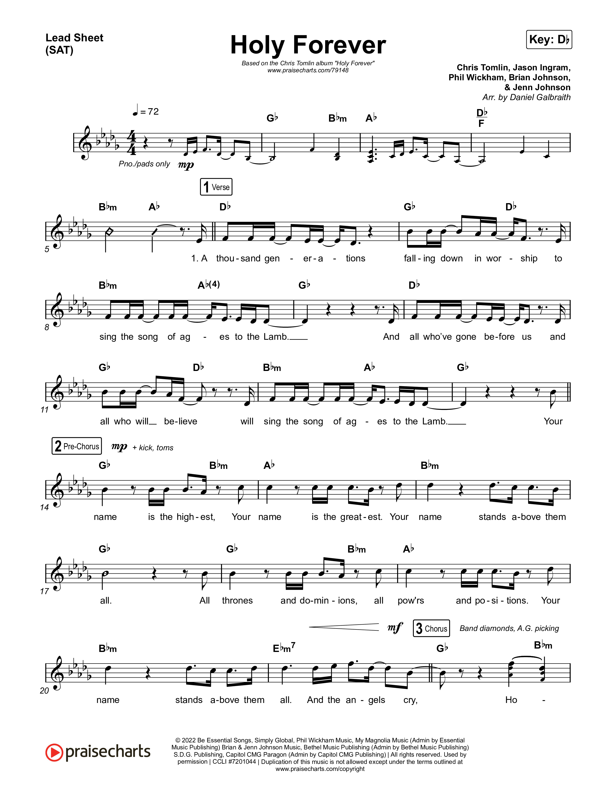Holy Forever Lead Sheet (SAT) (Chris Tomlin)