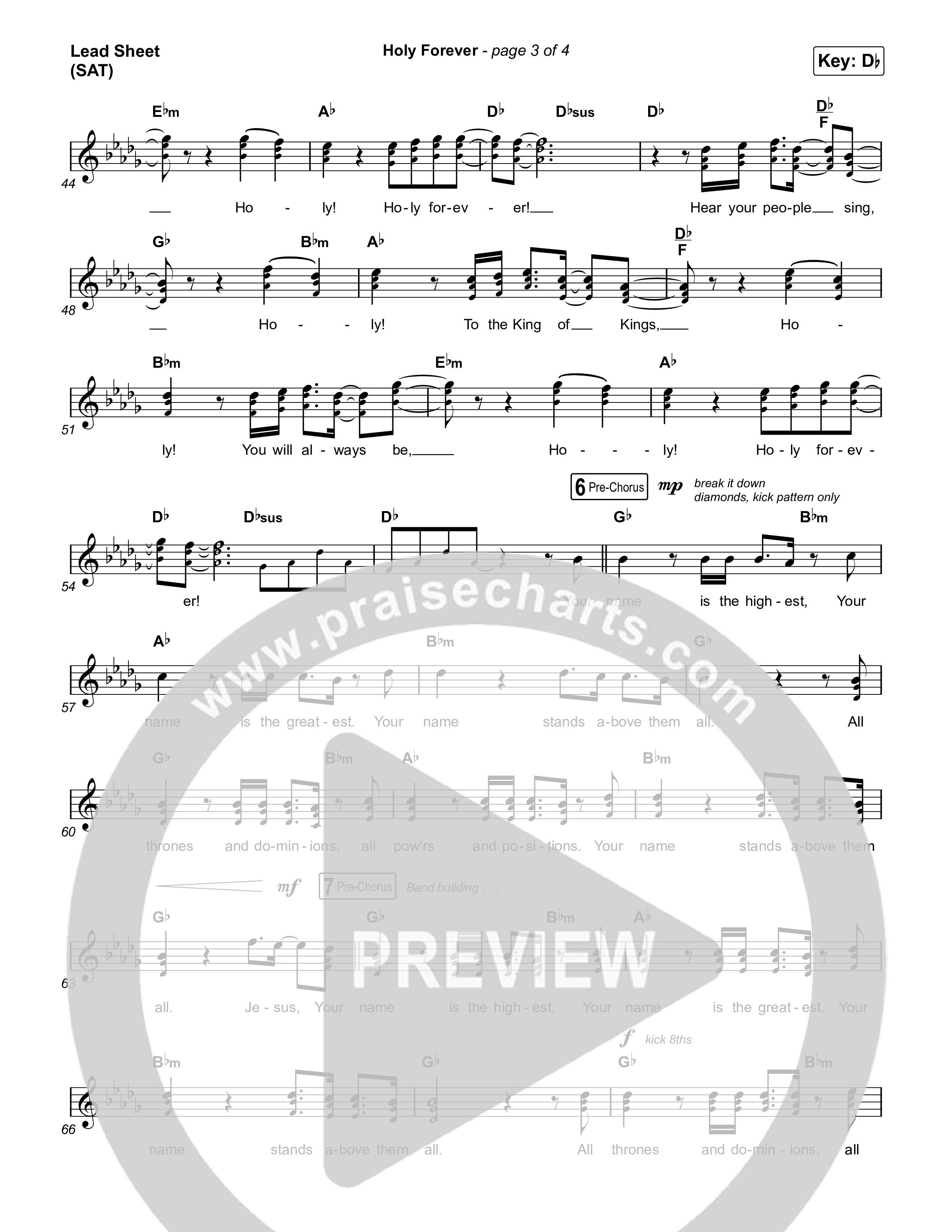 Holy Forever Lead Sheet (SAT) (Chris Tomlin)