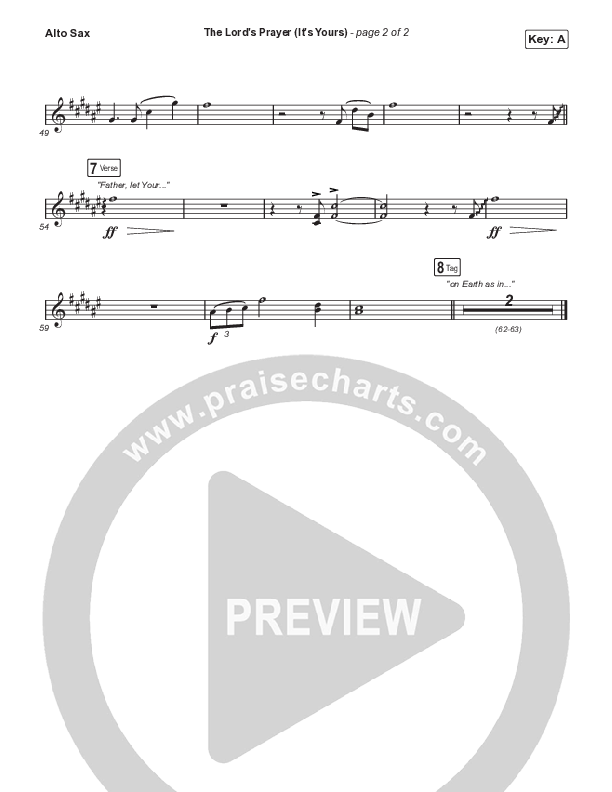 The Lord's Prayer (It's Yours) (Choral Anthem SATB) Alto Sax (Matt Maher / Arr. Mason Brown)