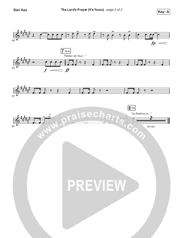 The Lord's Prayer (It's Yours) (Choral Anthem SATB) Bari Sax (Matt Maher / Arr. Mason Brown)