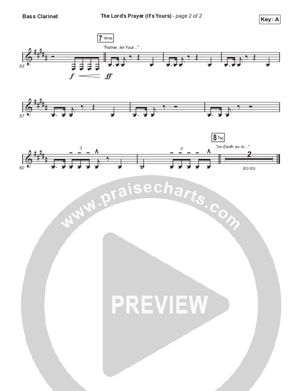 The Lord's Prayer (It's Yours) (Choral Anthem SATB) Bass Clarinet (Matt Maher / Arr. Mason Brown)