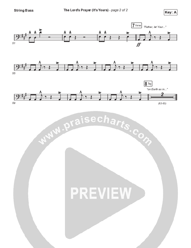 The Lord's Prayer (It's Yours) (Choral Anthem SATB) String Bass (Matt Maher / Arr. Mason Brown)