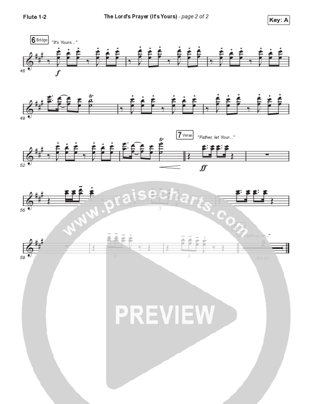 The Lord's Prayer (It's Yours) (Choral Anthem SATB) Flute 1,2 (Matt Maher / Arr. Mason Brown)
