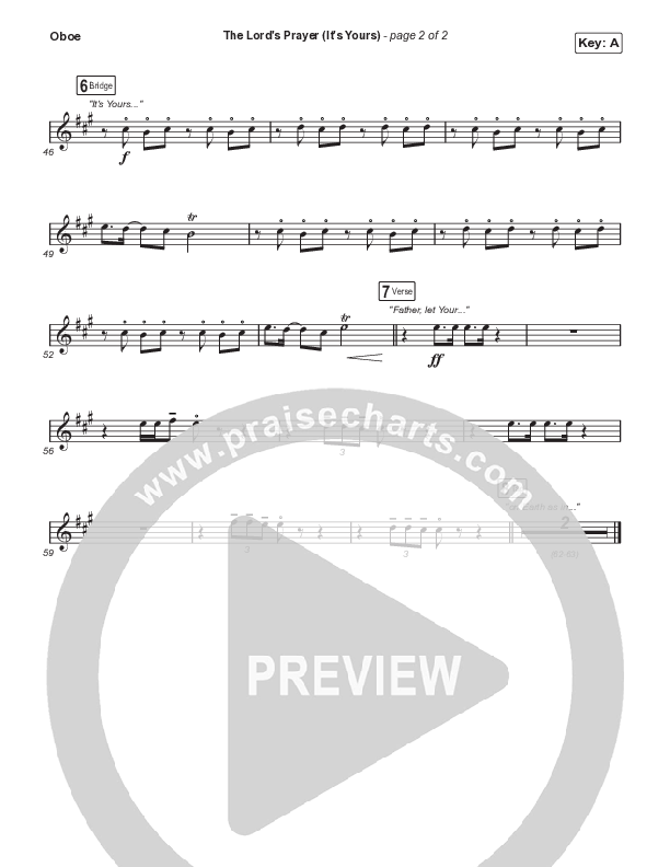 The Lord's Prayer (It's Yours) (Choral Anthem SATB) Oboe (Matt Maher / Arr. Mason Brown)