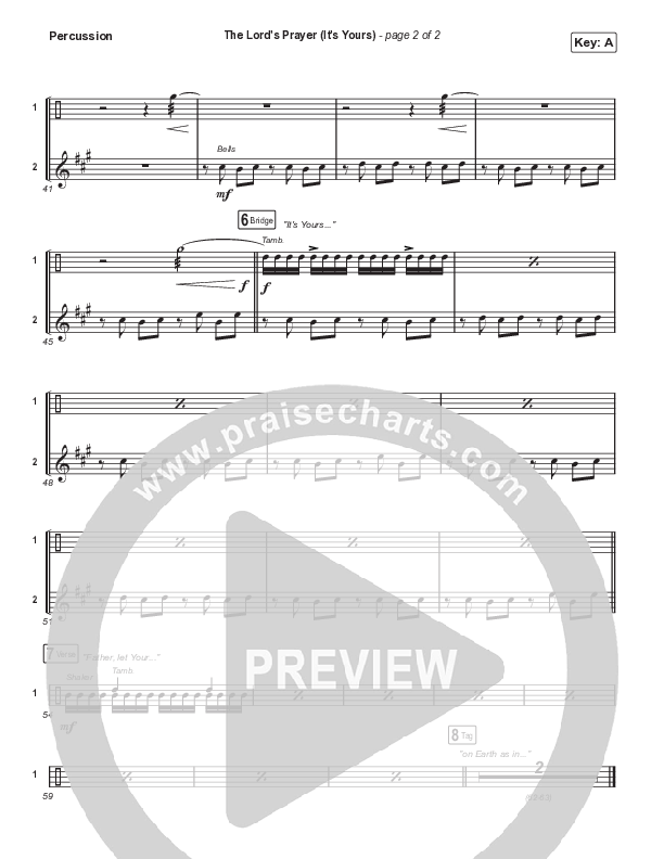 The Lord's Prayer (It's Yours) (Choral Anthem SATB) Percussion (Matt Maher / Arr. Mason Brown)