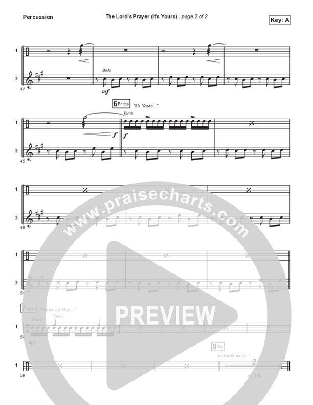 The Lord's Prayer (It's Yours) (Choral Anthem SATB) Percussion (Matt Maher / Arr. Mason Brown)