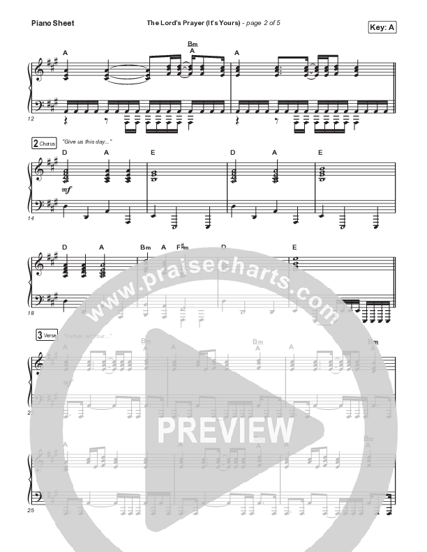 The Lord's Prayer (It's Yours) (Choral Anthem SATB) Piano Sheet (Matt Maher / Arr. Mason Brown)