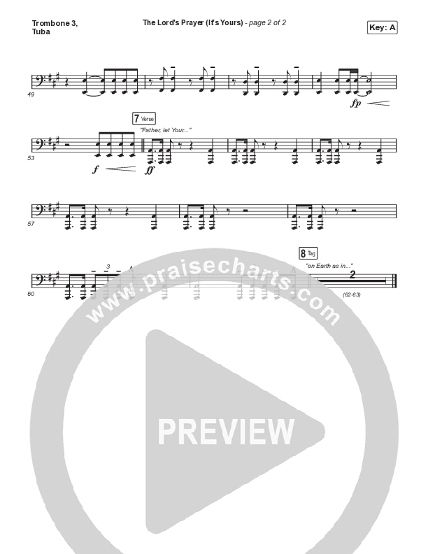 The Lord's Prayer (It's Yours) (Choral Anthem SATB) Trombone 3/Tuba (Matt Maher / Arr. Mason Brown)