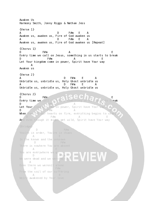 Awaken Us Chord Chart (Vineyard UK)