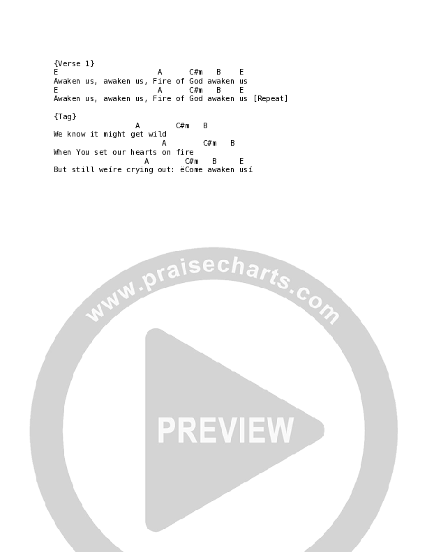Awaken Us Chord Chart (Vineyard UK)
