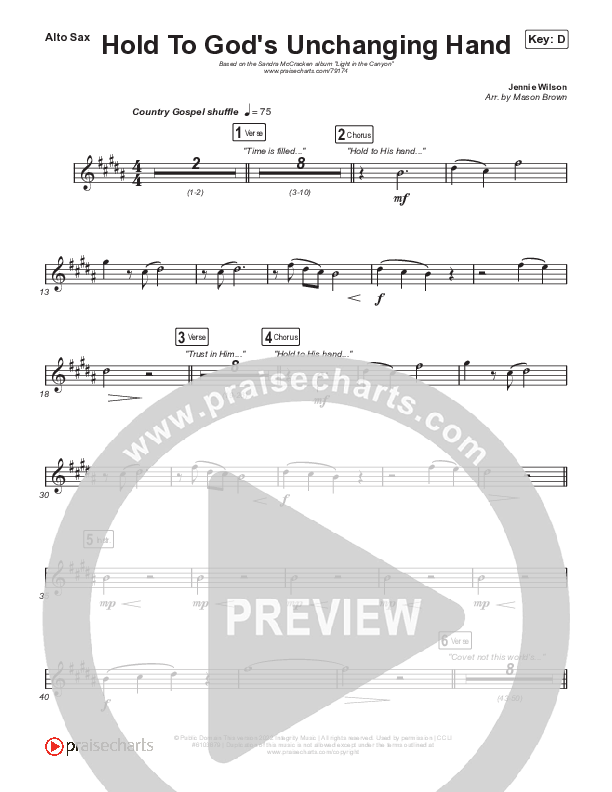 Hold To God’s Unchanging Hand Sax Pack (Sandra McCracken)