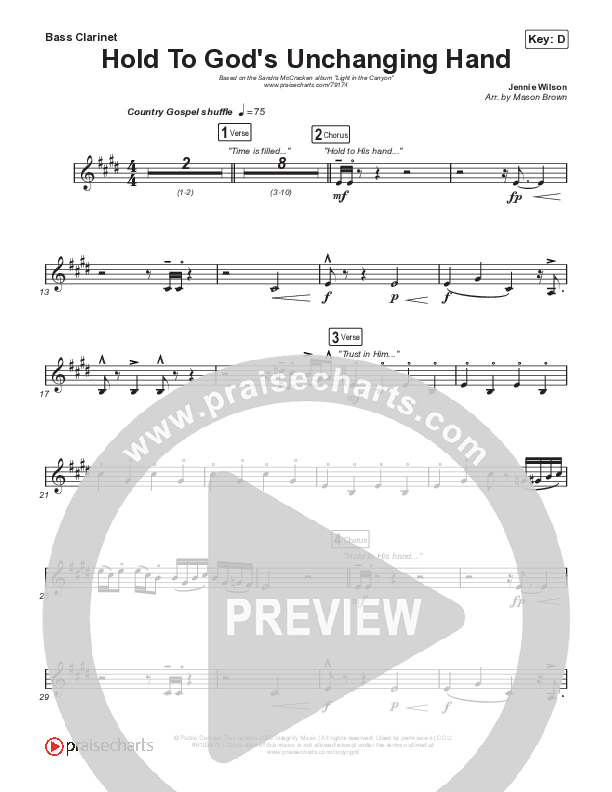 Hold To God’s Unchanging Hand Bass Clarinet (Sandra McCracken)