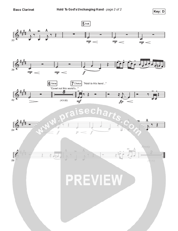 Hold To God’s Unchanging Hand Bass Clarinet (Sandra McCracken)