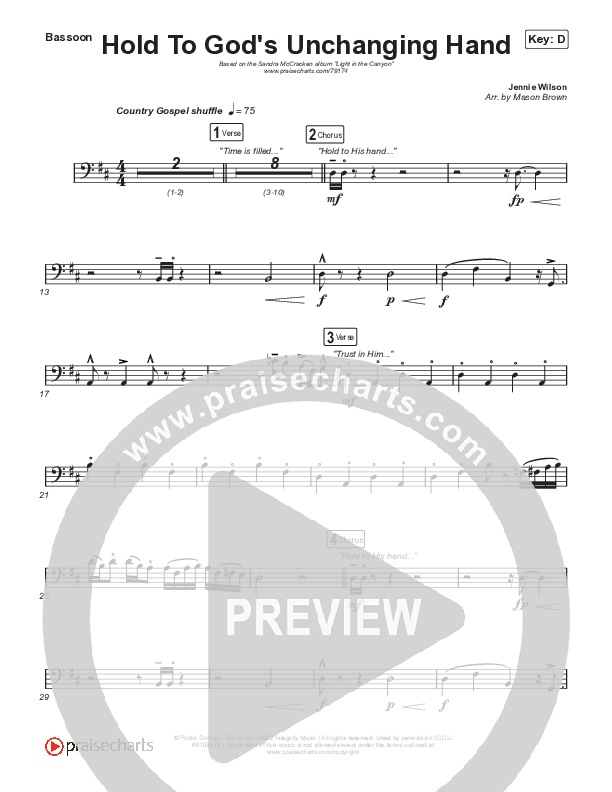 Hold To God’s Unchanging Hand Bassoon (Sandra McCracken)
