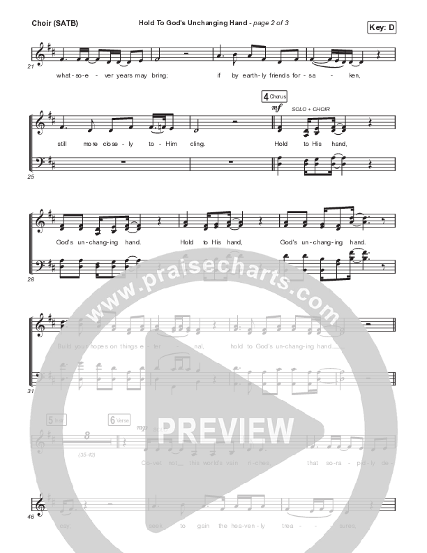 Hold To God’s Unchanging Hand Choir Sheet (SATB) (Sandra McCracken)