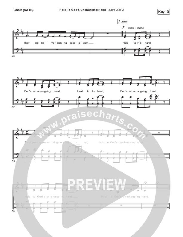 Hold To God’s Unchanging Hand Choir Sheet (SATB) (Sandra McCracken)