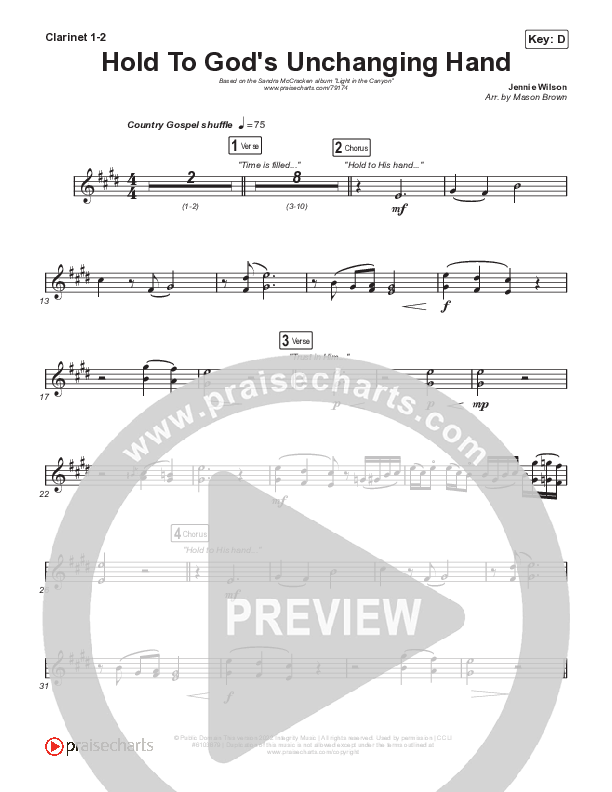 Hold To God’s Unchanging Hand Clarinet 1/2 (Sandra McCracken)