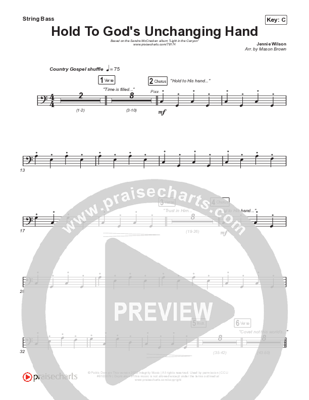 Hold To God’s Unchanging Hand String Bass Sheet Music PDF (Sandra ...