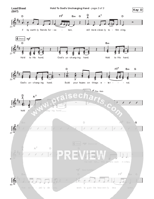 Hold To God’s Unchanging Hand Lead Sheet (SAT) (Sandra McCracken)
