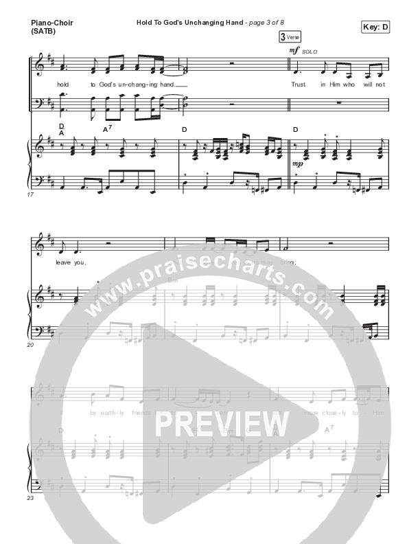 Hold To God’s Unchanging Hand Piano/Vocal (SATB) (Sandra McCracken)