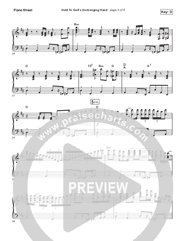 Hold To God’s Unchanging Hand Piano Sheet (Sandra McCracken)