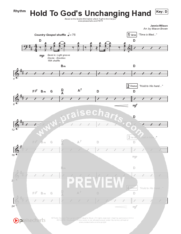 Hold To God’s Unchanging Hand Rhythm Chart (Sandra McCracken)