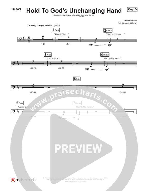 Hold To God’s Unchanging Hand Timpani (Sandra McCracken)