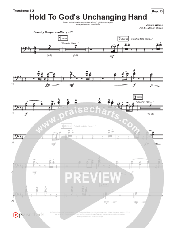 Hold To God’s Unchanging Hand Trombone 1/2 (Sandra McCracken)