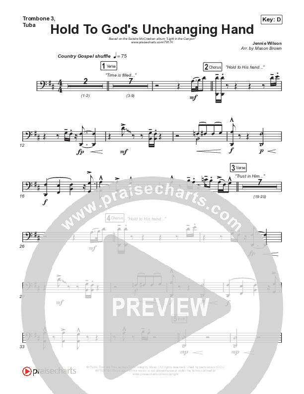 Hold To God’s Unchanging Hand Trombone 3/Tuba (Sandra McCracken)