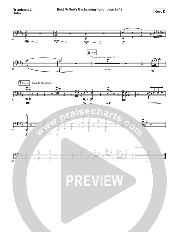 Hold To God’s Unchanging Hand Trombone 3/Tuba (Sandra McCracken)