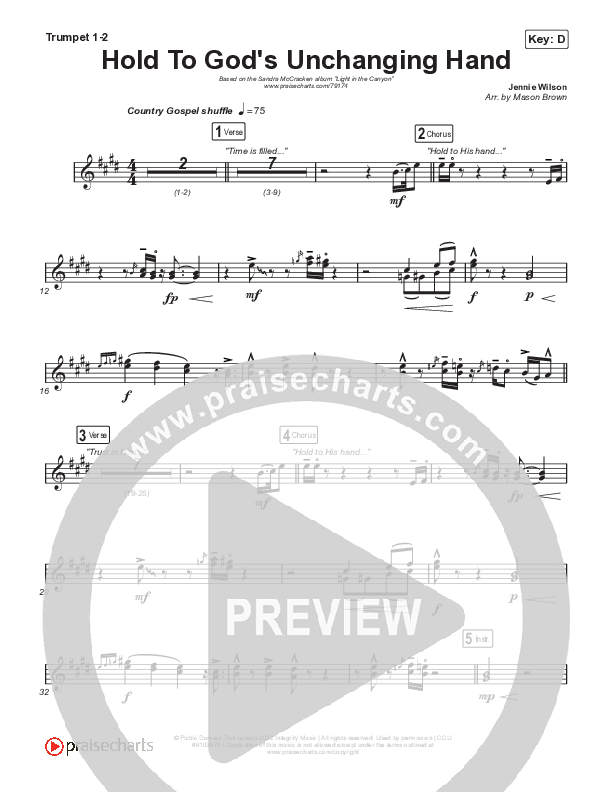 Hold To God’s Unchanging Hand Brass Pack (Sandra McCracken)